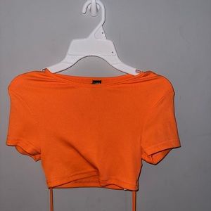 Girls XS Crop Top Neon Orange From Shein